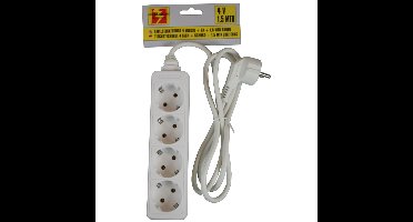 2x benson stekkerdoos - 4-voudig - wit - 1,5 meter - randaarde