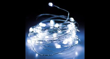 2x draadverlichting - zilver- 132 led lampjes - helder wit - batterij - 200 cm