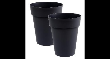 2x eda toscane bloempot - kunststof - antraciet - d44 x h53 cm - binnen- en buitenshuis