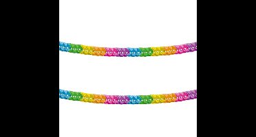 2x feestslinger - verjaardag versiering - papier - 600 cm - multi-color