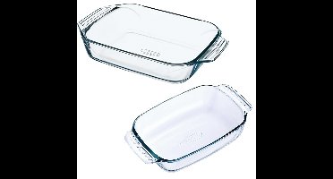 2x Glazen ovenschalen 0,7 en 1,4 liter