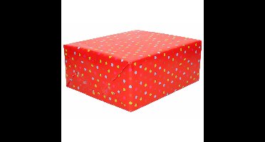 2x Inpakpapier/cadeaupapier rood met gekleurde stippen 200 x 70 cm