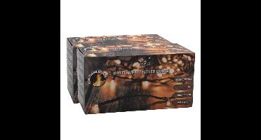 2x kerstverlichting - 120 lampjes - warm-wit - met vlam - 900 cm