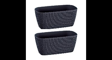 2x Kunststof splofy plantenbak/bloembak antraciet 40 cm
