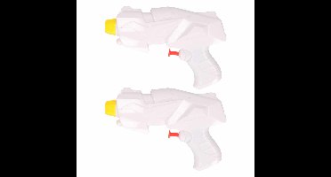 2x Mini waterpistolen/waterpistool wit van 15 cm kinderspeelgoed