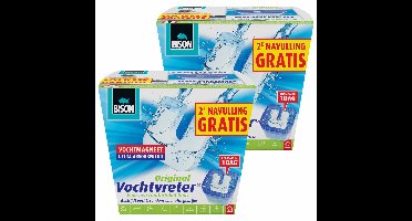 2x stuks Bison vochtvreter / vochtvanger vochtmagneet 450 gram met extra navulling