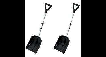 2x stuks compacte sneeuwscheppen / sneeuwschuivers zwart telescopische steel 80 - 100 cm
