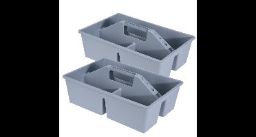 2x stuks gereedschap opbergbox/opbergdoos/mand grijs met handvat 39 x 26 x 12 cm kunststof