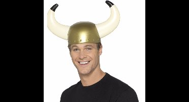 2x stuks gouden viking verkleed helmen voor volwassenen