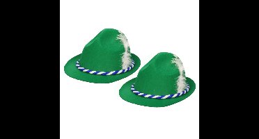2x stuks groen/wit Tiroler Oktoberfest hoedje voor volwassenen