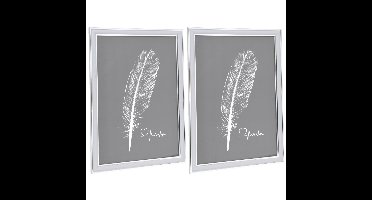 2x stuks kunststof fotolijst zilver geschikt voor een foto van 21 x 30 cm A4 formaat