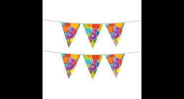 2x stuks leeftijd verjaardag thema vlaggetjes 8 jaar plastic 10 meter