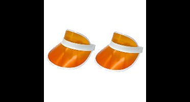 2x stuks oranje supporters zonneklep voor volwassenen