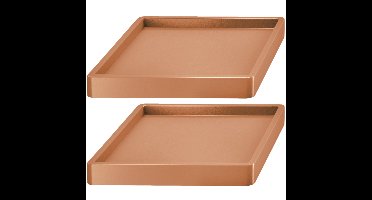 2x Stuks planten trolleys/multirollers vierkant terracotta kunststof 35 cm