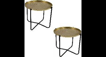 2x stuks ronde bijzettafels/plantenstandaarden goud 35 cm