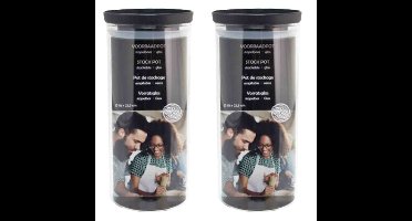 2x Stuks voorraadpotten/weckpotten stapelbaar - Glas - 10 x 22,5 cm