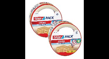 2x Tesa verpakkingstape sterk transparant 66 mtr x 38 mm verpakkingsbenodigdheden