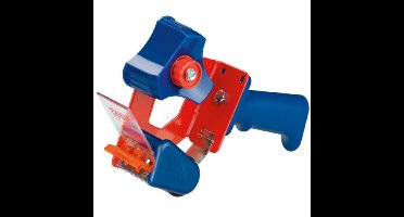 2x Tesa verpakkingstaperoller roldispenser blauw/rood verpakkingsbenodigdheden