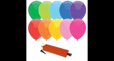 300x Gekleurde latex ballonnen met ballonnenpomp