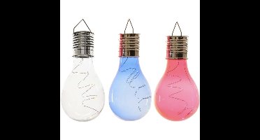 3x Buiten LED wit/blauw/rood peertjes solar verlichting 14 cm