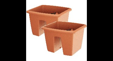 3x Kunststof balkon plantenpotten/bloempotten terracotta 29 cm