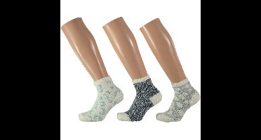 3x Meisjes huissokken/slofsokken panter blauw/wit maat 31-34