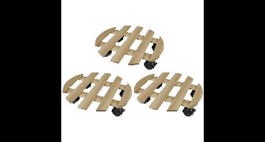 3x Ronde plantentrolley hout 35 cm