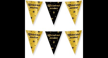 3x Stuks Paperdreams Vlaggenlijn - luxe pensioen feest/party - 10m - goud/zwart - folie