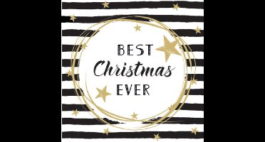 40x stuks kerst thema tafel servetten Best Christmas Ever 33 x 33 cm