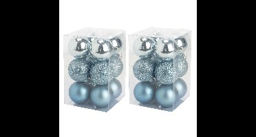 48x stuks kunststof kerstballen ijsblauw 6 cm mat/glans/glitter