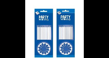 48x stuks witte taartkaarsjes - Verjaardag feestartikelen - bruiloft - mini kaarsen