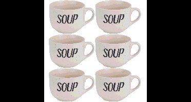 6x Creme soepbekers van aardewerk 11 cm 510 ml