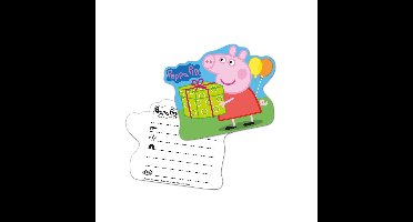 6x Peppa Pig themafeest uitnodingen/kaarten