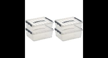 6x sunware q-line opberg box/opbergdoos - 12 liter - 40 x 30 x 14 cm - kunststof - transparant