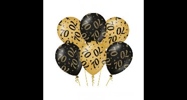 70 jaar verjaardag feest ballonnen - 18x stuks - zwart/goud - leeftijd - 30 cm - versiering