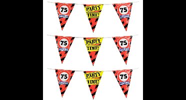 75 jaar verjaardag vlaggenlijn - 3x - 10 meter - stopborden - plastic