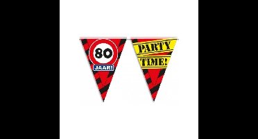 80 jaar verjaardag vlaggenlijn - waarschuwingsborden - 10 meter - kunststof