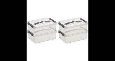 8x sunware q-line opberg box/opbergdoos - 4 liter - 30 x 20 x 10 cm - kunststof - transparant