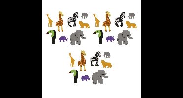 96x Foam safari dieren knutsel materiaal - voor kinderen - 3-7 cm per dier