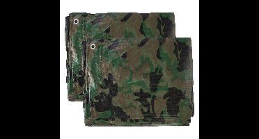 Afdekzeil/dekzeil - 2x - camouflage - waterdicht - kunststof 90 gr/m2 - 240 x 300 cm