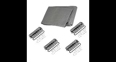 Afdekzeil / dekzeil grijs 4 x 6 meter met 20x spanrubbers en S-haken