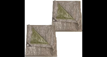 Afdekzeil/dekzeil grijs/groen waterdicht kunststof 140 gr/m2 - 2x - 1000 x 800 cm