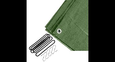 Afdekzeil / dekzeil groen 2 x 3 meter met 10x spanrubbers en S-haken