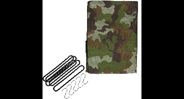 Afdekzeil / dekzeil groen 2 x 3 meter met 10x spanrubbers en S-haken