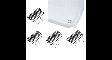 Afdekzeil / dekzeil wit 4 x 6 meter met 20x spanrubbers en S-haken