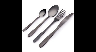 Alpina Bestek - 16-delig - 4 personen - mat zwart - RVS