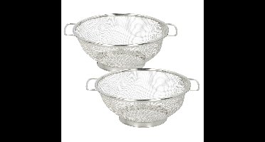 Alpina Keuken vergiet/zeef - 2x - RVS - D20 x H8 cm - zilver