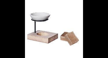 Amberblokjes/geurblokjes cadeauset - sandelhout geur - inclusief geurbrander