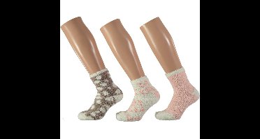 Apollo 3x stuks Meisjes bedsokken - roze/wit mix - maat 27-30 - Kinder sokken