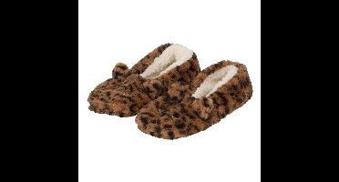 Apollo Ballerina sloffen - maat 37/39 - bruin - luipaard - pantoffels - antislip zool